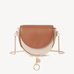 See by Chloe Women Cowhide Mara Chain Strap Evening Leather Bag Cement Beige